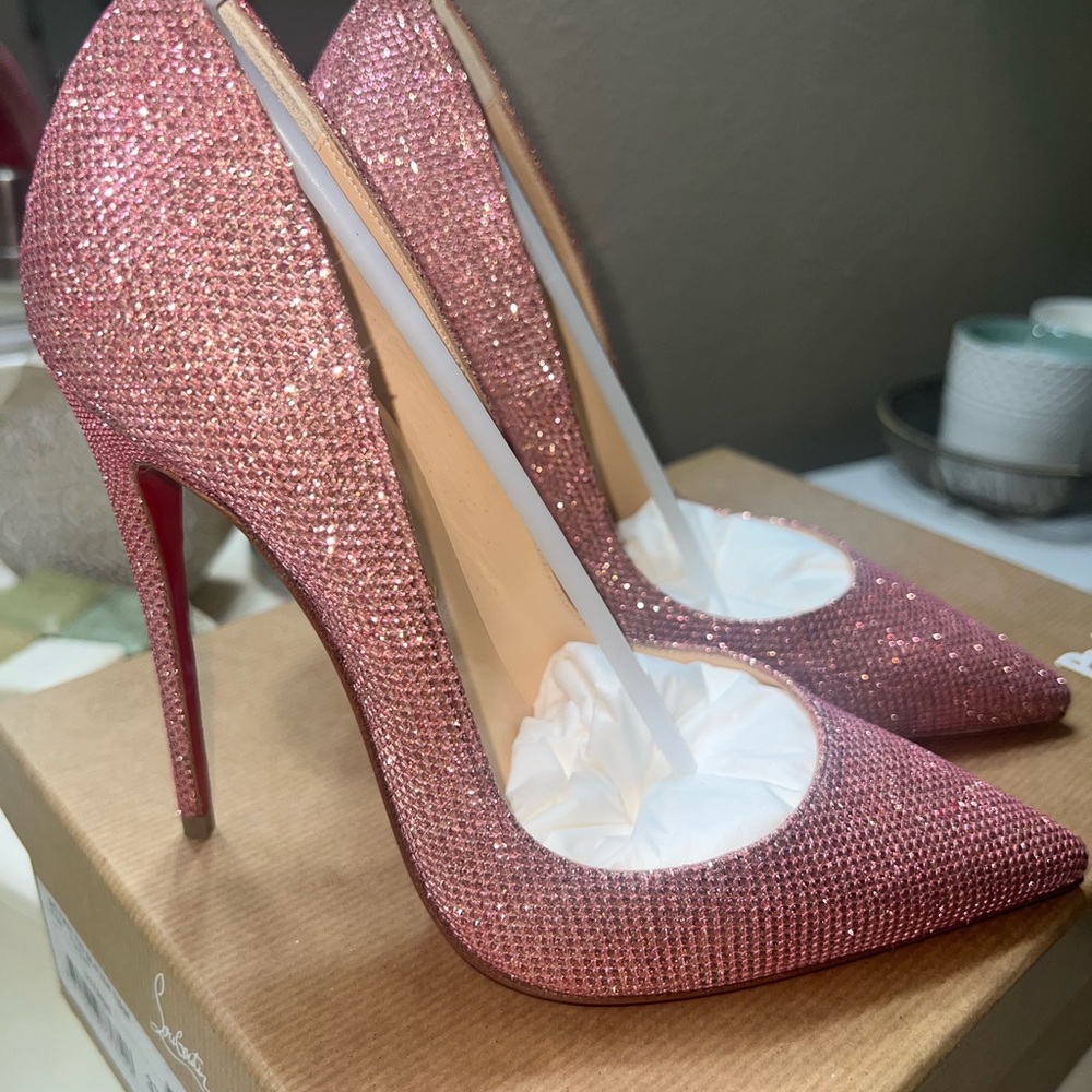 Christian Louboutin So kate 120 pink glitter pumps